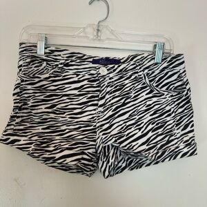 Cyrus Black and White Zebra Print Jean Shorts